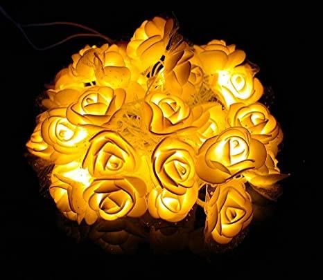 Rose Flower Led Serial String Lights - |10 Feet 14 Led Rose Lights for Home Decoration Indoor Outdoor(Warm White Plug-in) - Premium  from Roposo Clout - Just $700! Shop now at Mystical9