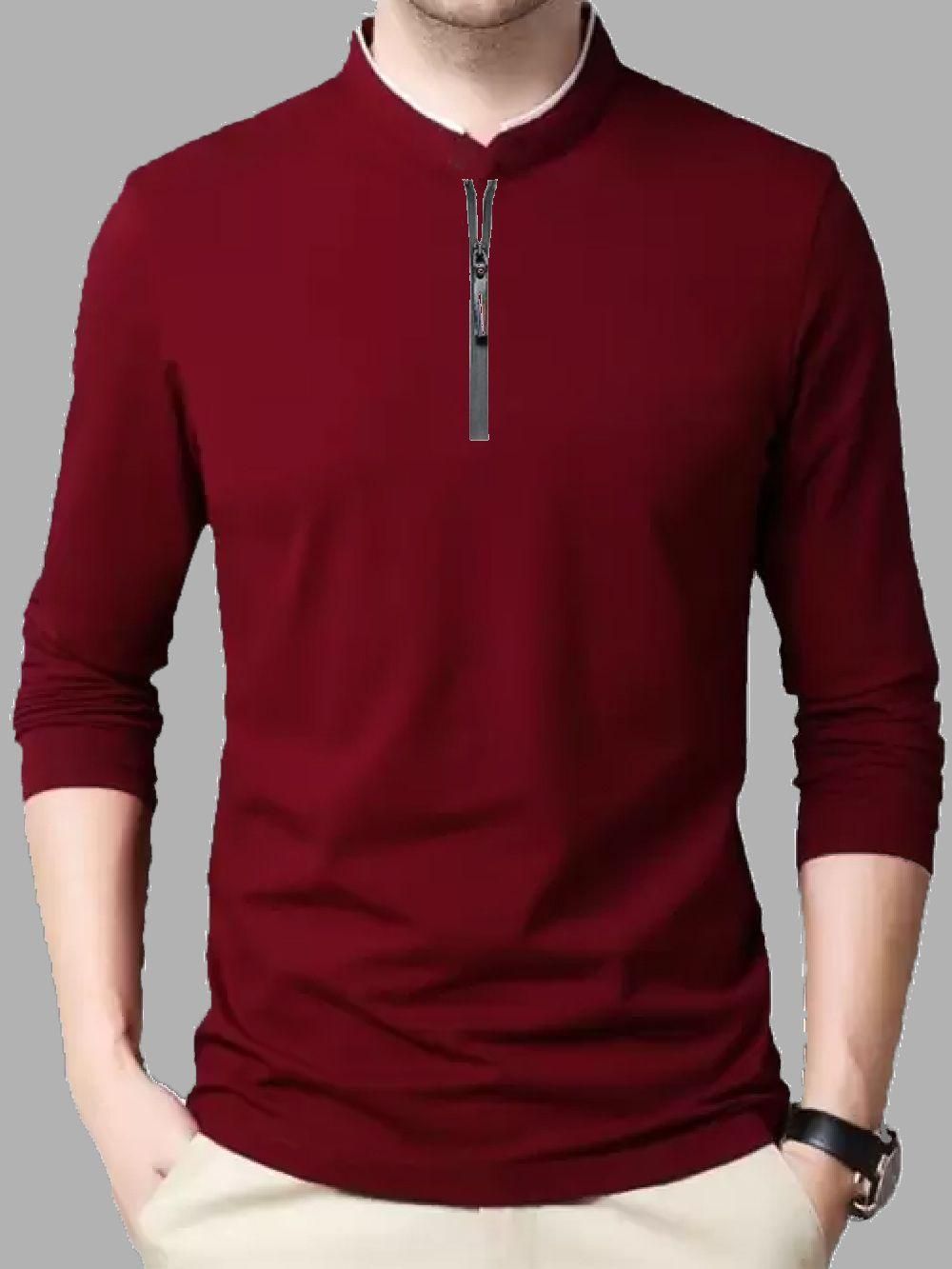 Clafoutis Polyester - Dry Fit Solid Full Sleeves Mens Stylish Neck T-Shirt - Premium  from Roposo Clout - Just $650! Shop now at Mystical9