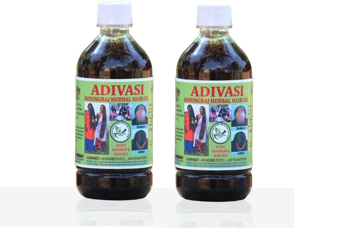ADIVASI BHRINGRAJ AIVASI BHRINGRAJ HERBAL HAIR OIL Hair Oil (500 ml) Pack Of 2 - Premium  from Roposo Clout - Just $550! Shop now at Mystical9