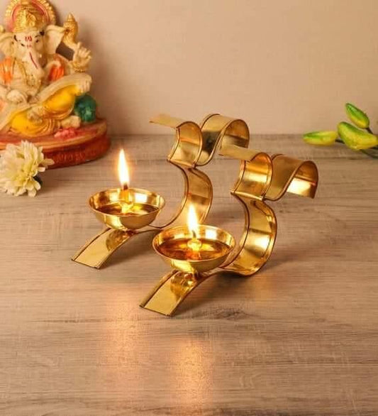 Brass Om Diya Oil Puja Lamp Decorative for Home Office Gifts/ Mandir (Pack of 2) - Premium  from Roposo Clout - Just $760! Shop now at Mystical9